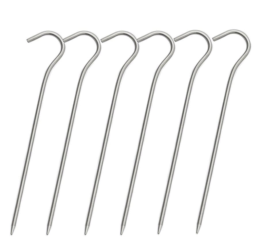 Tytanowe kołki do namiotu, śledzie do namiotu Szpilki do namiotu kempingowego Ultralekkie gwoździe do namiotu Na zewnątrz Przenośne Kolanko Metalowe haczyki do namiotu (16,5 cm) (Tytan 6 szt.)