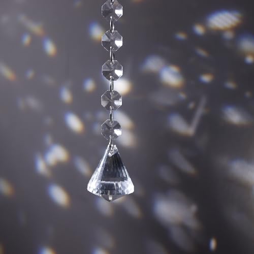 Image of IndianShelf Premium 110-Piece(10 Crystal Drop, 100 Beads) Clear Glass Ornament Set with Crystal Drops and Beads for Festive Garland Suncatcher Chandelier Accent Centerpiece Hanging Decor