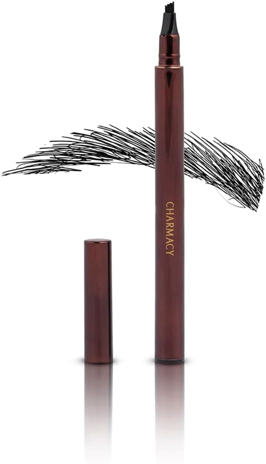 Ultra-Thin Stroke Eyebrow Pen (Black) - 0.6 ml, Waterproof, SmudgeProof, Natural Brows, Defined Hair Stroke, Micro Precision, Long Lasting, Easy to Use, Vegan, Cruelty Free