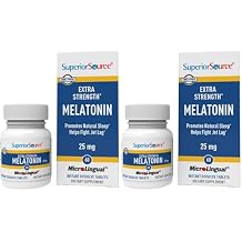 Superior Source Extra Strength Melatonin - Melatonin Supplement for Adults - Natural Sleep & Relaxation Support Formula - 25 mg, Instant Dissolve Tablets Pack of 2