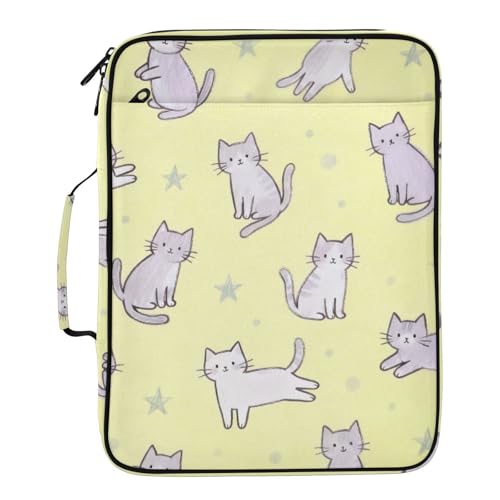 Carpetas de archivos anchas con 7 bolsillos de gato amarillo para folios