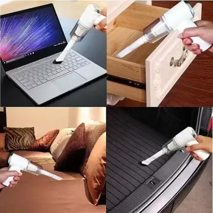 Image of Handheld Vacuum Car Cleaner Air Duster Wireless Rechargeable Home Pet Hair Vacuum, Portable USB Vacuum Cleaner with LED Light for Home (2 in 1 Vacuum Cleaner 120 w)