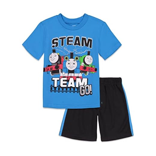 Thomas & Friends Tank Engine Toddler Boys Graphic T-Shirt and Mesh Shorts Outfit Set Blue 5T