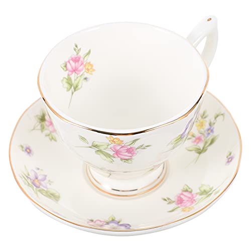 Hemoton Stylish Bone China Coffee Mug Set with Saucer Coarse Pottery Mug Set Stand Perfect for Tea Milk