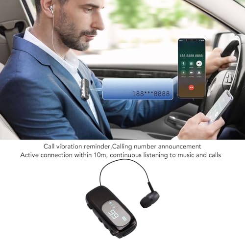 Auricular Bluetooth Retráctil ASHATA V5.4 con Clip y Display miniatura 5