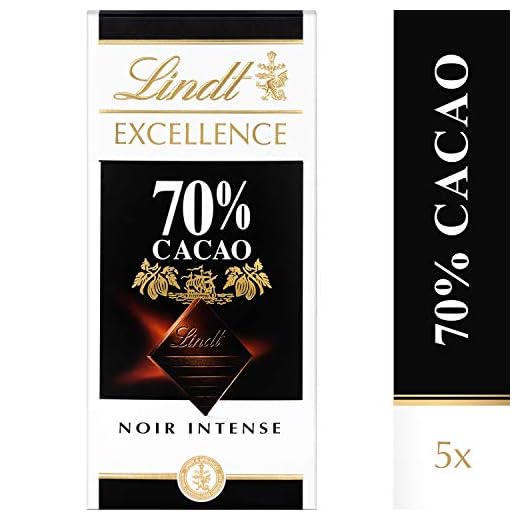 Lindt Excellence Noir 70 % de Cacao - 100 g, Lot de 5