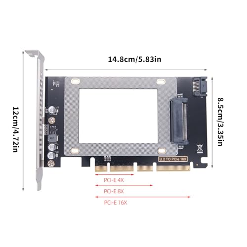 Adaptador NVMe de 16X a U.2 Compactly PCIExpress con carcasa de metal resistente 3