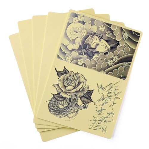STIGMA 3mm Practice Skin, 5 Pcs A4 20×30cm Fake Skin for Beginner Tattoo Supplies ZYH2309005-5, Yellow