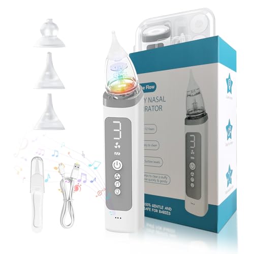 Nasensauger Baby mit 3 Saugstufen, 7 Lichtmodi, Beruhigender...