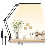 LED Desk Lamp, MontaChri Eye-Caring Metal Swing Arm Desk Lamp with Clamp, 3 Modes, 30 Brightness...