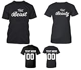 CRAZYDAISYWORLD The Beast The Beauty Pattern Customized Text Name Design Couple T Shirt Size Men L...
