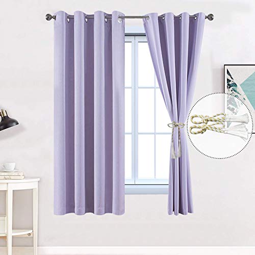 Yakamok Room Darkening Grommet Window Drapes Thermal Insulated Light Blocking Blackout Curtains for Bedroom(52Wx72L,Lilac,2 Panels)