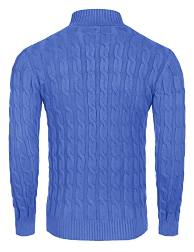 Image of COOFANDY Men's Slim Fit Turtleneck Sweater Casual Twisted Knitted Pullover