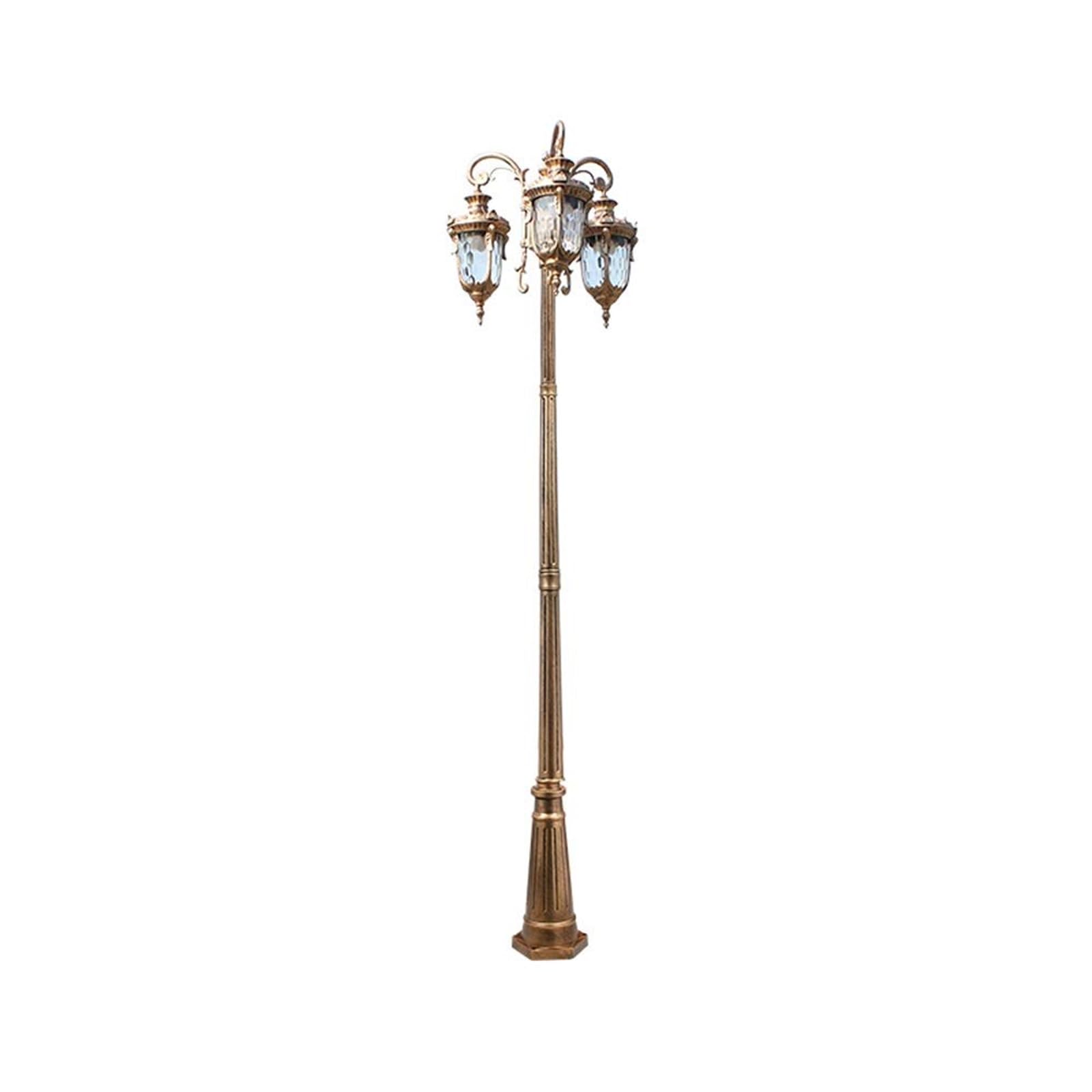 QUSYZD Solar Post Lights Outdoor Lamp Post Light, European Vintage Outdoor Ip54 Waterproof Street High Pole Pillar Light E27 3-Lights Glass Die-Cast Aluminum Landscape Path Way,Height 2.6m