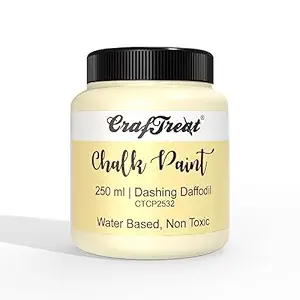 Dashing Daffodil Chalk Matte Acrylic Multi Surface Paint for Wood Furniture, Wall, Home Decor, Glass, DIY Craft - Matte Acrylic Chalk Paint Yellow - Multi Surface Paint - 250 ml