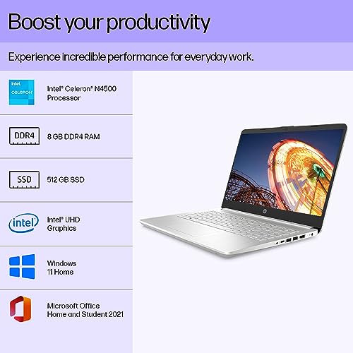 HP Laptop 14s Intel Celeron N4500 14 inch(35.6 cm) HD (1366 x 768) Micro-Edge, 8GB DDR4, 512GB SSD, Intel UHD Graphics, Dual Speaker, HD Camera... - Image 3