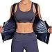 Damska kamizelka modelująca do sauny, termoaktywna, bielizna korygująca, tank top, kamizelka wyszczuplająca, trener talii, gorset siłownia, fitness, gorący trening, zamek błyskawiczny, koszula elegancka (kolor: Niebieska z zamkiem błyskawicznym, rozmiar: S-M)