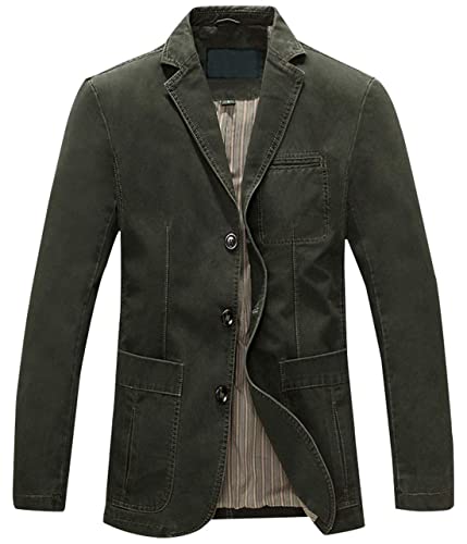 ebossy Mens Casual 3 Button Slim Fit Rugged Cotton Twill Blazer Jacket2