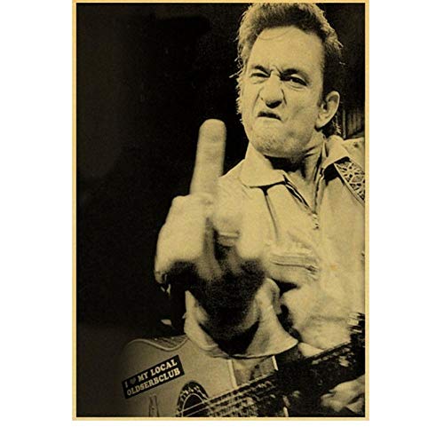 ZOEOPR Canvas affisch Johnny Cash poster country musik sångare affisch vintage retro affisch väggkonst duk målning heminredning 50 x 70 cm ingen ram