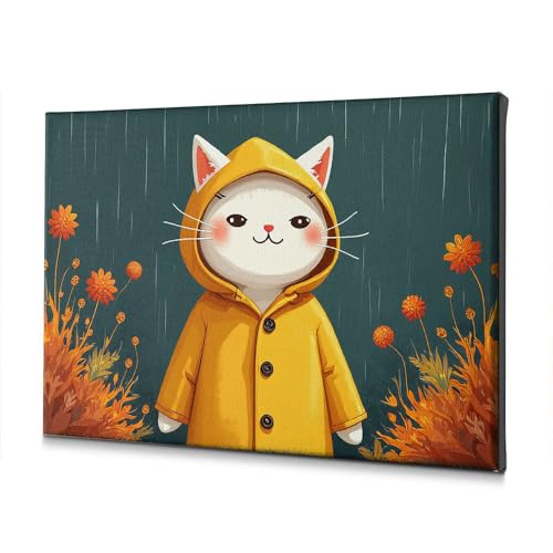 Décoration murale sur toile chat jaune : un sourire quotidien dans votre intérieur