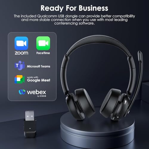 Image of Angteela Wireless Headset, Bluetooth 5.4 Headset with Microphone, Wireless Headphones for Cell Phones /Computer /Laptop