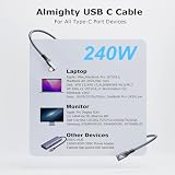 Kabel przedłużający 90 stopni USB C 3.2, 2 szt. USBC 3.2 Gen2 typu c męski na żeński Extender Kabel Ultra 4K@60 Hz 240 W Ładowanie 20 Gb/s Transfer danych z SSD (2, 2 szt. 90 stopni, przedłużenie 20G,