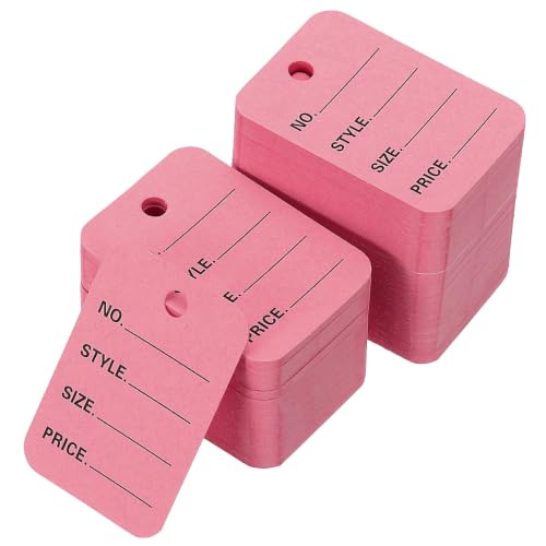 PATIKIL 1000Pcs Price Tags 2x1.4in Clothing Price Labels Blank Merchandise Marking Tags Size Style Price Perforated Paper Hang for Retail Store Display Pink