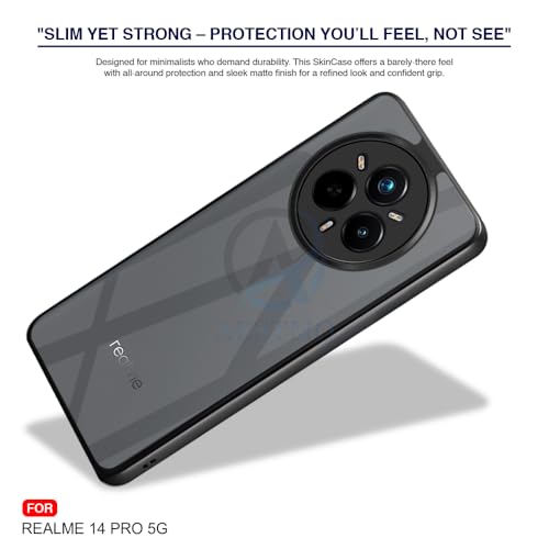 Image of AESTMO Realme 14 Pro 5G Back Cover | 360 Protection | Crystal Clear Hard Back Transparent | Bumper Case for Realme 14 Pro 5G (PC+TPU, Black Bumper)