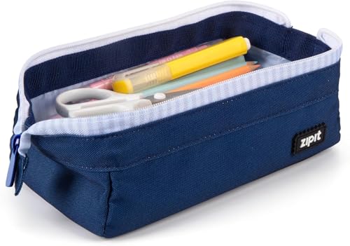 ZIPIT Lenny Federmäppchen, Großes Mäppchen für Schule & Uni, Etui mit breiter Öffnung, Federmappe Dunkelblau