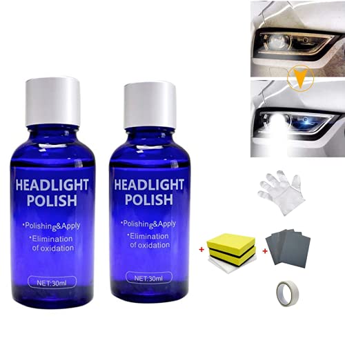 9H Headlight Cover Len Restorer Cleaner Repair Liquid Polish, Car Headlight Polish Liquid Repair Repair lamp Scratches, Oxidation and Yellowing (2 Pcs)