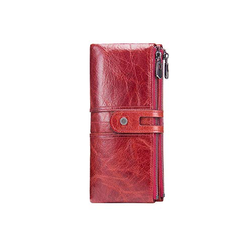 GAOPENG Damenbrieftasche/Leder Casual Lange Clutch/Große Kapazität Karte/Münzfach, Geeignet Für Business Casual Ladies. (6 Farben),red Cover