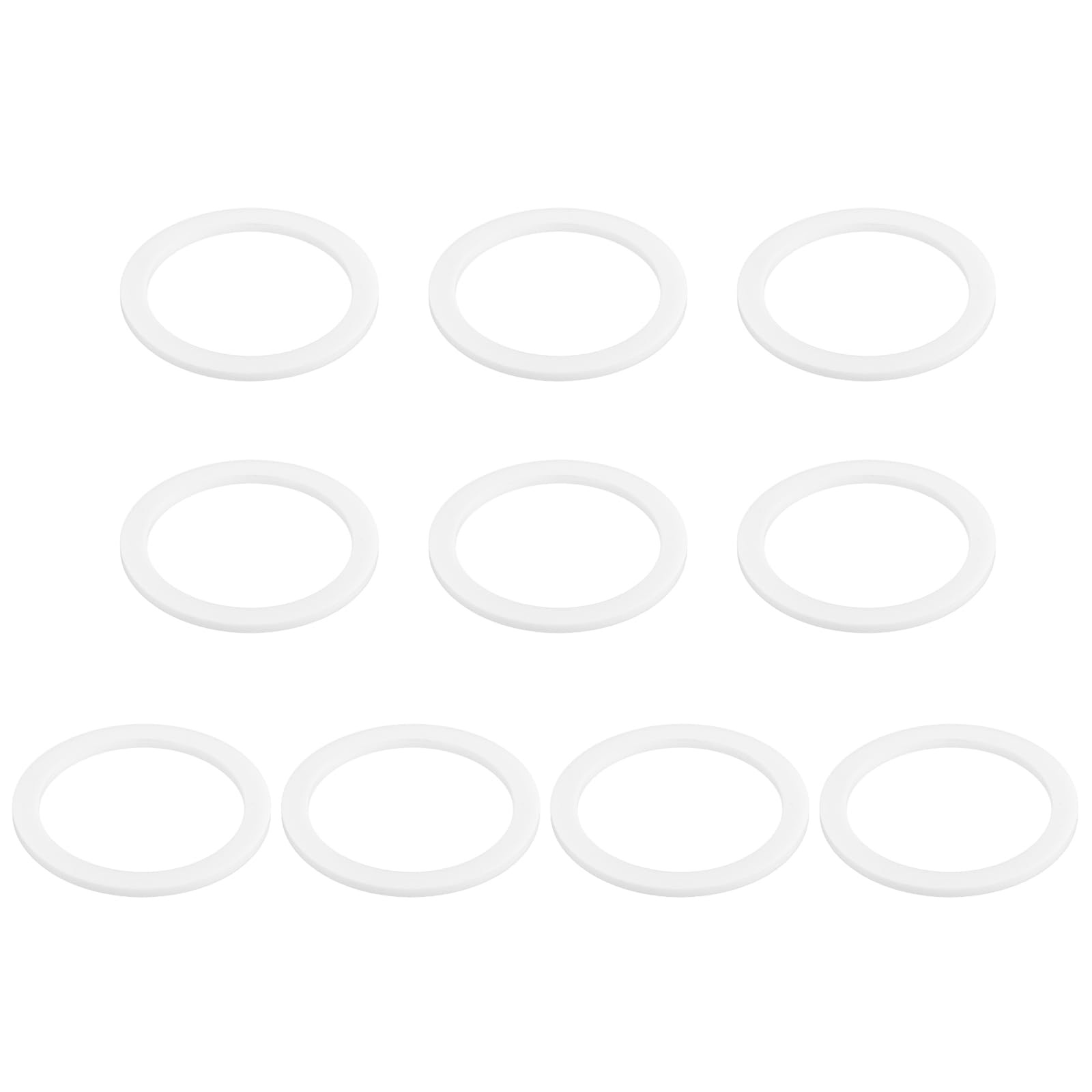 PATIKIL M38 PTFE Flat Washer, 10 Pcs 38mm ID 48mm OD 2mm Thick O-Ring Sealing Gasket Spacer for Fasten Screws Flanges Faucet Pipe Valves, White — image 1