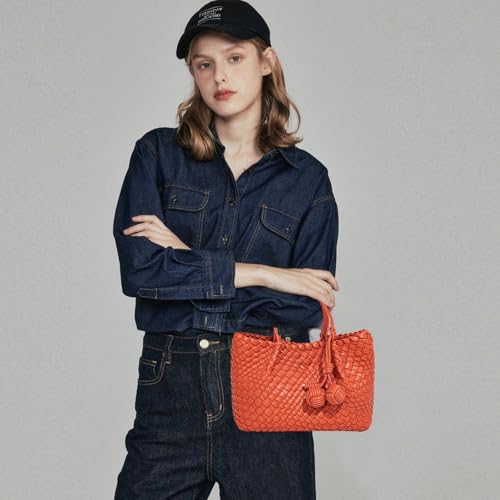 Image of Woven Tote Bag for Women, Hobo Bag for Work, Large Beach Travel Handbags and Purses, Retro Shoulder Bag, Shopping Bag