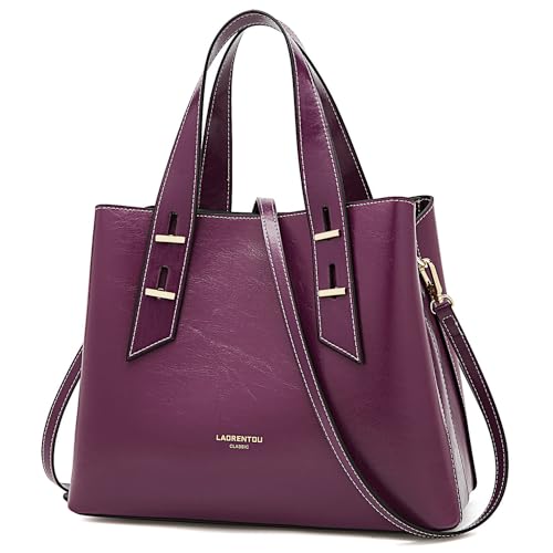 Image of LAORENTOU Women Crossbody Handbags Genuine Leather Satchel Handbags for Women Top-handle Shoulder Tote Purses