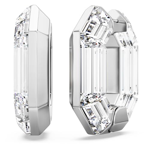 Swarovski Orecchini A Cerchio Lucent, Forma Ottagonale, Piccoli, Bianchi - 4