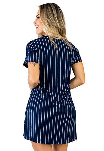 Camisa Longline BOYOU Los Angeles Vestido Camisão Feminino 284 (Azul, G)
