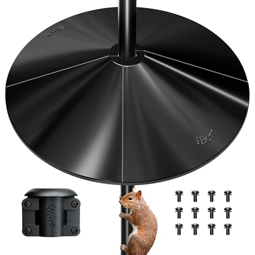 iBorn Squirrel Baffle for Bird Feeder Pole, 19.5” Oversized Squirrel Guard Defender, Bird Feeder for Outdoors Protector, Chew-Proof PC, Pack of 1, Black