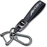 Genuine Leather Car Key Chain Compatible with Honda Accord Accessories Keyring Keychain Accessories Family Present(Black)