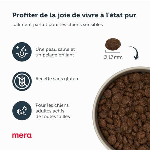 MERA Pure Sensitive Lamm & Reis, Hundefutter trocken für Sensible Hunde, Trockenfutter aus Lamm und Reis, Futter für ausgewachsenen Hund, ohne Weizen und Zucker (4 kg)