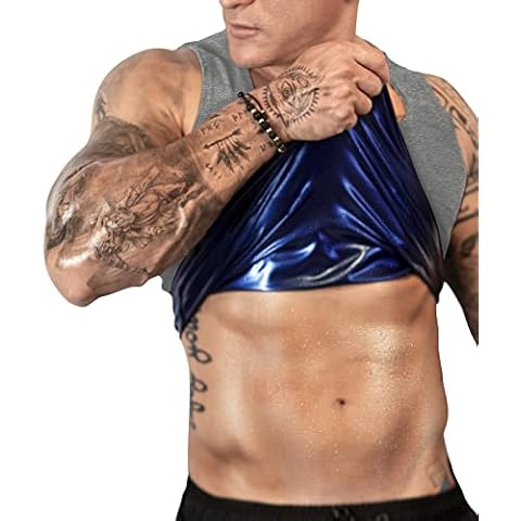 FUXERT Men's Sauna Vest Workout Vest Sweat Enhancing Tank Top Premium Slimming Shapewear Waist Trainer, Gery, L/X-L Cover