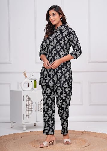 Image of Nevisha Style Printed Cotton Co-ord Set For Women's | Kurta With Pant Set For Women's | Cotton Co-ord Set For Women's