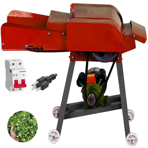 Image of TXMACHINE Lawn Mowers 800kg /h hay Cutter Machine with Miniature Circuit Breaker hay Cutter Silage Machine Electric Grass Cutter for Chaff,Corn Straw,Grass,Wheat Straw (with 2.2KW 110V Motor)