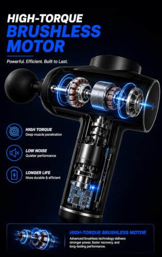 Image of BOB AND BRAD Massage Gun for Body Pain Relief, 3200 RPM Deep Tissue Electric Handheld Massager with 99 Modes & 8 Heads,1800mAh Battery & Type-C Charging for Men & Women Back, Neck, Arm & Foot, Shoulder (BK-99)