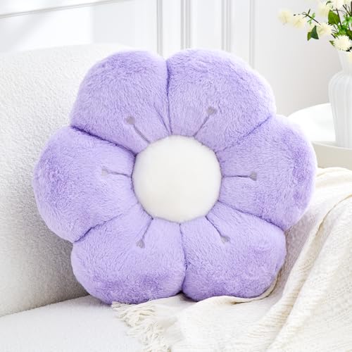 Image of VBGYA Lavender Flower Pillow Cute Flower Shaped Decorative Pillow 14.9" Daisy Pillow Aesthetic Home Decor Floral Throw Pillows Floor Seat Cushion for Xmas Bedroom Couch