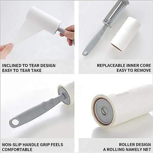 بكرة ازالة وبر شعر الحيوانات الاليفة من اليجانسي، بكرة شعر للاثاث والملابس، مزيل وبر احترافي، مزيل وبر للكنبة مع عبوتين لاعادة التعبئة.