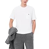 Lacoste Men's Cotton T-Shirt with Breast Pocket, White Pocket, Medium