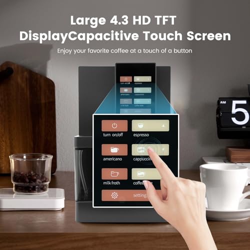 Mcilpoog Machine à Café Expresso Automatique R3, Machine à Cappuccino avec Mousseur à Lait, Écran Tactile, Double Tasse, Pour Maison et Bureau, Blanc – Image 6