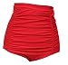 Polkra Women's High Waisted Vintage Ruched Swim Short Gathered Bikini Bottoms