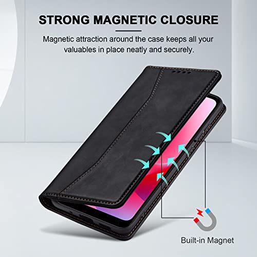 Image of Jasonyu Flip Wallet Case for Moto G Play (2023) /Power (2022) /Pure,Black