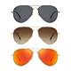 KbouZgxa 3 Paar Pilotenbrille Damen, Fliegerbrille Herren und Damen, Piloten Sonnenbrille für Outdoor Aktivitäten, Schwarz Braun Rot